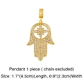 Detailed view of gold-plated Hamsa pendant with white zircon micro-paving and star motif - Palm Charm