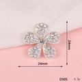 Silver 24mm five-petal flower charm accessory with sparkling rhinestones, style D505 - D505 Cherry Blossom Silver