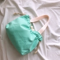 Mint green drawstring canvas handbag with thick fabric handles in a minimalist style - Tiffany Blue