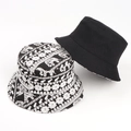Cappello a secchiello reversibile con lato nero e stampa floreale a elefante in cotone - M (56-58cm) / Nero