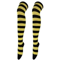 Over-the-knee socks featuring yellow and black horizontal stripes in soft knit fabric - Yellow & Black Wide Stripes