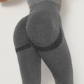 Dark grey seamless yoga leggings with scrunch butt lift and high waist compression - Dark Gray
