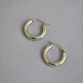 Minimalist silver hoop earrings in polished brass with high-gloss metallic finish - White Gold