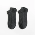 Men's dark charcoal grey ankle socks featuring vertical rib knit and reinforced cuffs - One Size / Dark Gray
