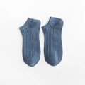 Men's low cut cotton ankle socks in denim blue with ribbed knit design for summer - One Size / Blue