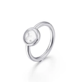 Elegante anello a cuore argento con cristalli mobili nel centro trasparente - US 6 / Color Acciaio