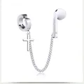 Silver anti-lost earring clip with cross pendant for wireless Bluetooth headphones - Style 1 Ear Clip Cross