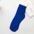 Klein blue slouch socks with vertical ribbed knit and stylish ruffled texture - One Size / Dark Blue