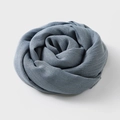Rolled linen cotton scarf in soft blue-grey color with natural woven texture - Blue Gray