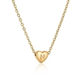 Golden stainless steel heart pendant necklace featuring the letter N on a white background - Heart Initial N Style (N)