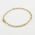 Collana a catena a graffetta classica in acciaio inossidabile placcato oro 18K con chiusura - Bracciale Oro