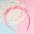 Pink Happy Birthday letter headband with 14.5cm width display on decorative lace paper - Pink