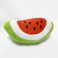 Watermelon plush squeaky dog toy with durable short pile fabric and vibrant embroidery - Watermelon Semicircle