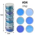 Set de polvos para uñas #04 pigmentos azules brillantes para manicura profesional - Azul Hierba 6 Colores