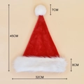 Detailed size chart of red plush Christmas hat with white trim and dimensions in CM - 45*32cm / Red Long Plush Adult