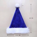 Blue plush Christmas hat with white faux fur trim and pom-pom, 45cm height detail - 45*32cm / Royal Blue Long Plush Adult