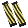 Gothic black and yellow striped knit fingerless gloves with thumb hole for streetwear - Yellow and Black Stripes