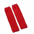 Bright red knitted long fingerless gloves with thumb holes in a minimalist ninja style - Solid Red