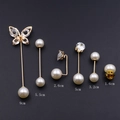 Lot de 6 épingles de sûreté avec papillons en cristal et perles de différentes tailles - Lot No. 7