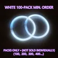 Glow-in-the-dark white LED bracelets in a circular closed loop for party events - White