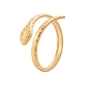 Anillo de serpiente ajustable en oro pulido con texturas de escamas en relieve - Talla 7 (US 7) / Dorado