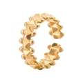 Anillo abierto geométrico minimalista de acero inoxidable dorado con remaches - Abierto Ajustable / Estilo Abierto Con Remaches Geométricos / Dorado