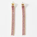 Orecchini a nappa lunga in acciaio dorato con pietre di zircone rosa rettangolari - Oro con Rosa