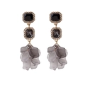 Pendientes vintage de rosa negra con agujas de plata 925 y detalles de cristal oro - E2923/Color de la imagen principal