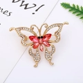 Exquisite gold-plated butterfly brooch with sparkling white rhinestones and red crystals - 19# Gold Red Butterfly