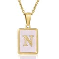 Pink Shell Letter N Style (With Chain)