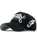 Cappellino da baseball nero in cotone con ricamo 3D bianco e visiera curva classica - Regolabile / Nero