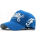 Berretto da baseball in cotone blu scuro con ricamo 3D bianco e occhielli traspiranti - Regolabile / Blu