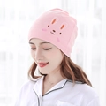 Pink cotton maternity beanie with cute cartoon rabbit embroidery and soft finish - Rabbit / Pink