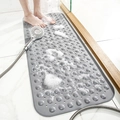 Graue rutschfeste Badematte aus PVC mit Drainagelöchern und Saugnäpfen für Bad - 40*100CM / Grau