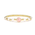 Bracciale a sfere di metallo dorato con perle bianche e ciondolo con lettera C smaltato rosa - Ciondolo in smalto rosa lettera C / Rosa