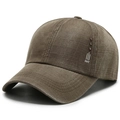 Dark brown washed cotton baseball cap with DST embroidery and metal detail - Adjustable / Army Green