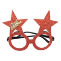 Occhiali stella di Natale glitterati rossi accessorio decorativo per feste e vacanze - Stile Stella a Cinque Punte