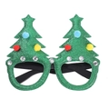 Occhiali novita festa albero di Natale glitter verde costume festivo con pon pon. - 1 Albero verde con strass