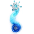 Detalle de clip de copo de nieve con gema azul y extensión de peluca en degradado azul - Azul