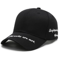 Cappellino da baseball classico in cotone nero con ricamo street style sul lato - Regolabile / Nero e Bianco