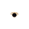 Minimalist 18k gold plated stainless steel ring featuring a black round geometric surface - US 6 / Gold (KR83244-K)