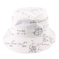 Macro di cappello alla pescatora in cotone bianco con stampa di formule fisiche e matematiche - 58cm / Bianco