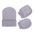 Newborn baby hat and mittens set with purple and white stripes for 0-3 months - Purple White Stripes