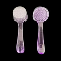 Dual-sided manual facial cleansing brush with soft bristles and silicone massage pad - Purple