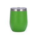 Detail of green 12oz stainless steel egg cup with transparent lid on white background - Green