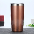 Insulated 20oz stainless steel tumbler in rose gold finish with a clear lid - Bright Rose Gold