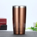 Insulated 20oz stainless steel tumbler in copper bronze finish with clear lid - Threaded Painted Copper