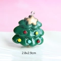 Macro shot of 2.8x2.9cm resin Christmas tree pendant with colorful ornaments and star - Style 13-Green Tree with Gold Star
