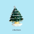 Detail view of 2.8x3.6cm green resin Christmas tree charm with snow and colorful dots - Style 25-Snowy Green Christmas Tree