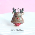 Macro view of reindeer resin pendant with glitter detail and dimensions 2.2x2.8cm - Style 36-Reindeer Bell Shape